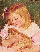 Mary Cassatt Sara Holding a Cat Sweden oil painting reproduction